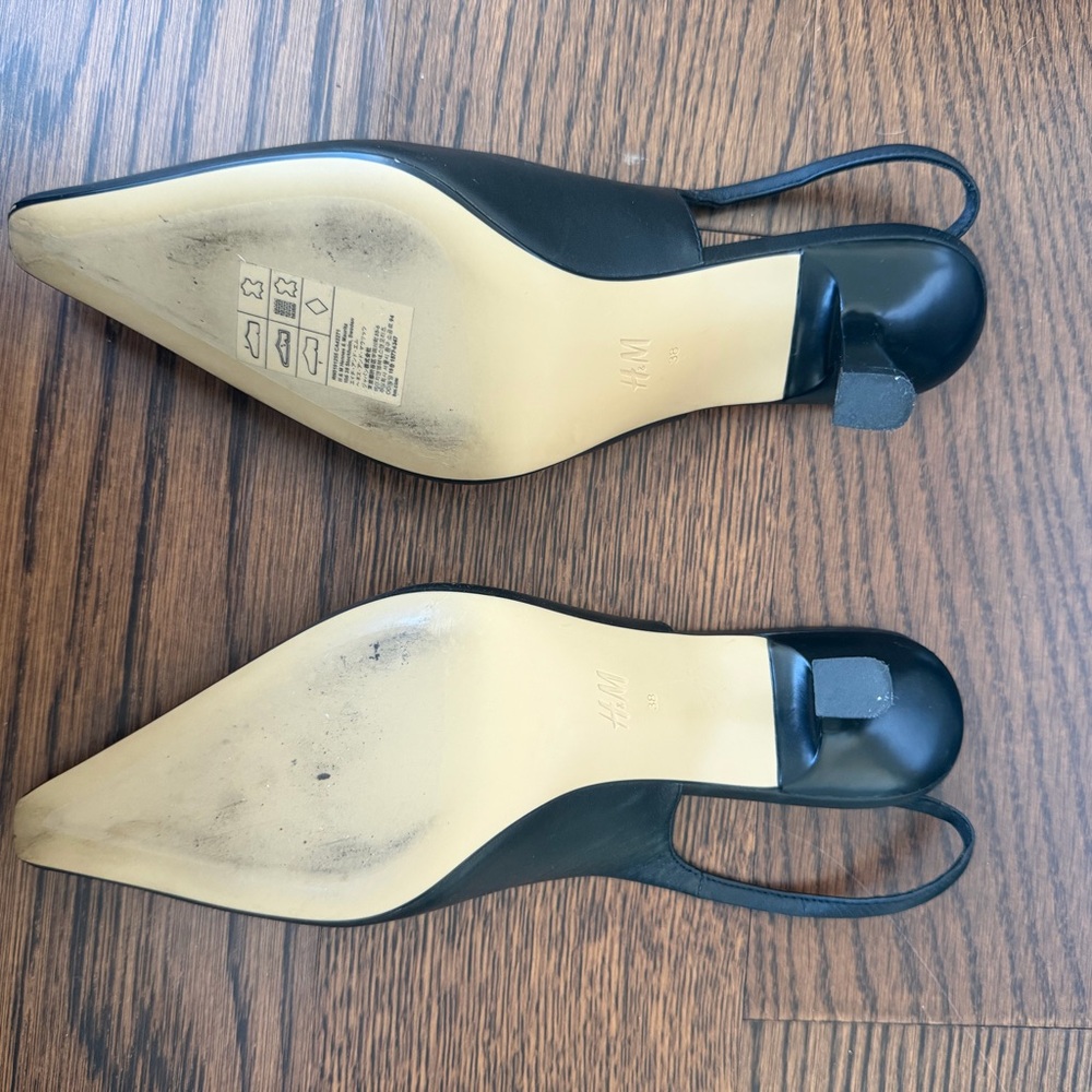 H&M Real Leather Black Slingback Heels - Picture 3 of 3